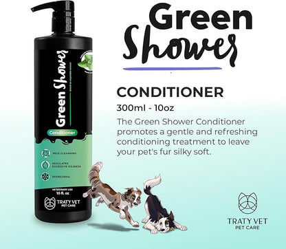 Green Shower Balm Conditioner - Liquid - Non-Oily - Nourishing - Based On Vegetable Extracts - Cruelty-Free (PETA Approved) - Fragrance-Free - Easy Rinse - 300ML - 10Fl.oz