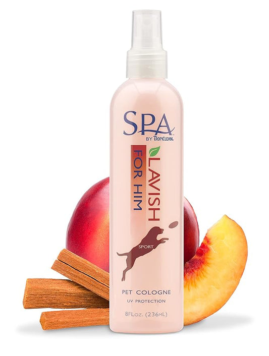 TropiClean SPA For Him Male Dog Cologne Spray Long Lasting | Sporty Scented Dog Deodorizing Spray | Naturally Derived Salon Grade Ingredients | Made in the USA | 8oz