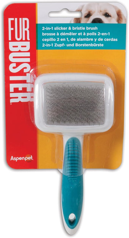 Petmate Furbuster 2-in-1 Dog Slicker and Bristle Brush, Vibrant Plum