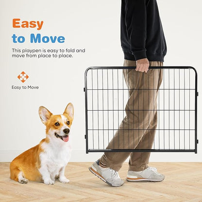 Sweetcrispy Dog Playpen Indoor - Pet Fence Exercise Pen for Yard Gate 8 Panels Foldable Puppy Playpens with Doors Metal Dog Pen for Camping, RV, Outdoor, Small/Medium/Large Pets, 40” Height