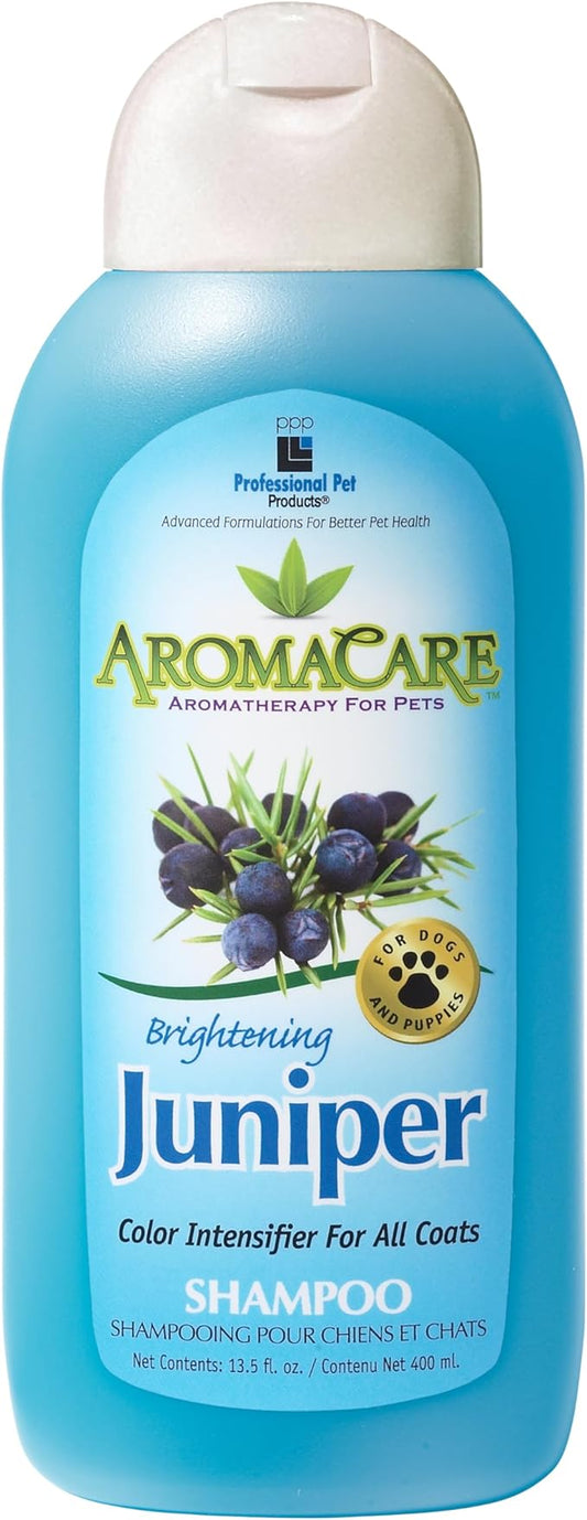 PPP AromaCare Brightening Juniper Shampoo for Dogs - Enhances Fur & Coat Color - Juniper Berry Extract & Aloe Vera - 13.5 fl oz.