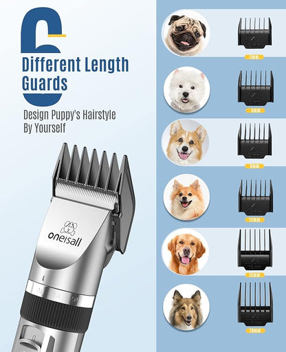 oneisall 2 in 1 Pet Cat & Dog Grooming Kit - Quiet Cordless Dog Clippers & Paw Trimmer for Grooming Pet Hair