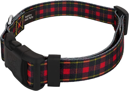Country Brook Petz - Deluxe Buffalo Plaid Dog Collar - Made in The U.S.A. - Plaid and Argyle Collection Featuring Charming Designs (1 Inch, Large)