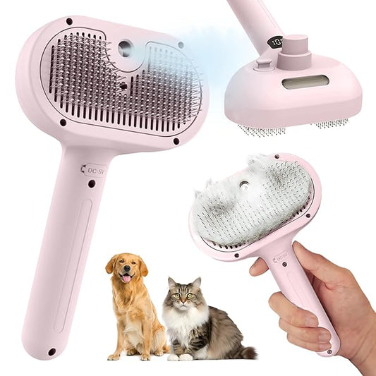 Spray Pet Brush for Shedding, Dog Cat Steam Comb for Pets Grooming with Spray Container EDR Anti-Static Suits for Long&Short Hair Pets
