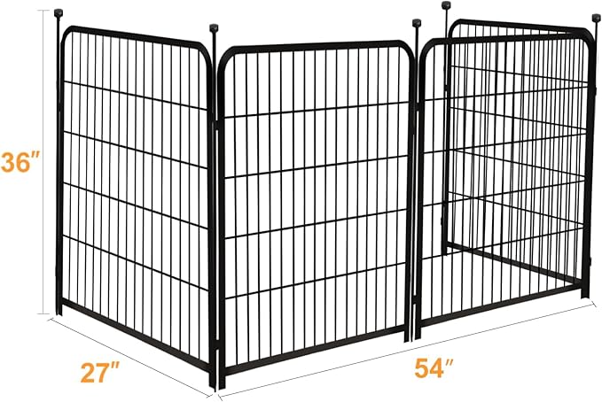Garden Fencing 36 Inch High, 4 Panels Total 8.9 Ft(L) Dog Fence Outdoor for Yard, 4 One-Sided Plate, No Door, Anti Dig Fence Barrier, Dog Pen, Rabbit Fence, Garden Fences and Borders