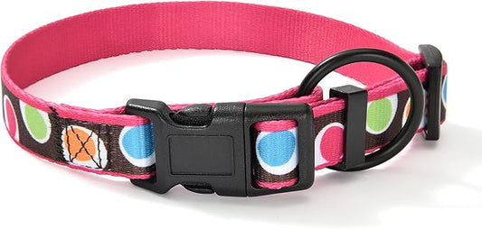 Mile High Life Dog Collar | Nylon Puppy Collars w Cute Patterns | Lightweight Girl Dog Collar | Boy Dog Collar for Small/Medium/Large Dogs (Brown Dot, Medium)