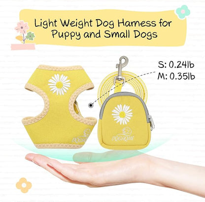 Puppy,XS/XXS Dog Harness Yellow Daisy Dog Harness for Extra Small Dogs Step in Dog Lessh and Harness Set Soft Padded Vest Harness Recommend for Chihuahua,Yorkie,Shih Tzu,Toy Poodle...