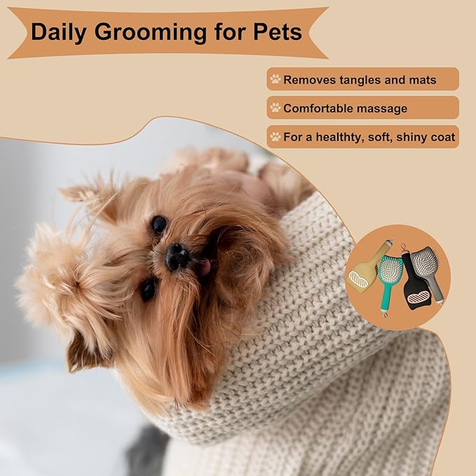 Soft Bristle Cat-Ear Puppy Brush Small Dogs Gentle Comb Grooming Tool Yorkie Shih Tzu Maltipoo Maltese (Brown)