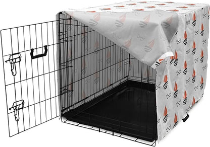 Lunarable Sail Boat Dog Crate Cover, Abstract Boat Waves Cartoon Drawing Style Geometric Pattern, Easy to Use Pet Kennel Cover for Medium Large Dogs, 42 Inch, Salmon Black Grey