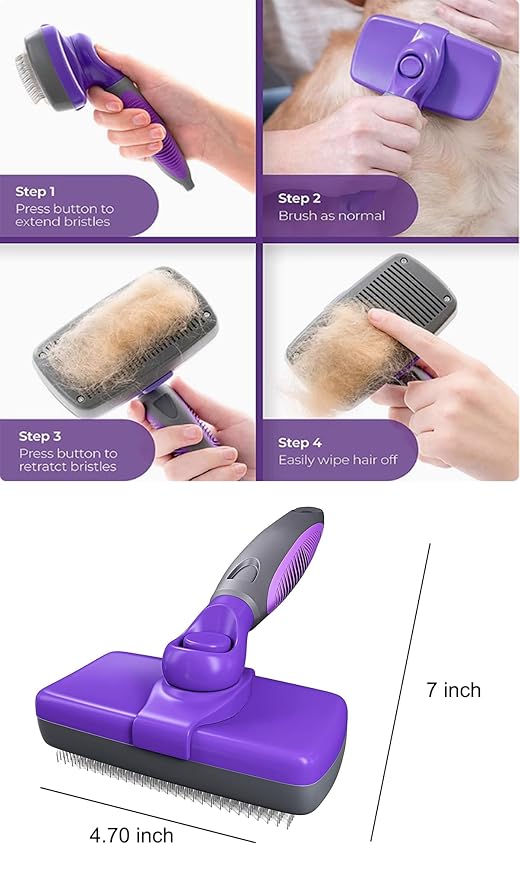 Dog Grooming Gloves and Brush Set - Dog Washing Gloves | Self-Cleaning Slicker Brush| Dog Bath Brush| Grooming kits for Nose and Teeth (7 pcs)