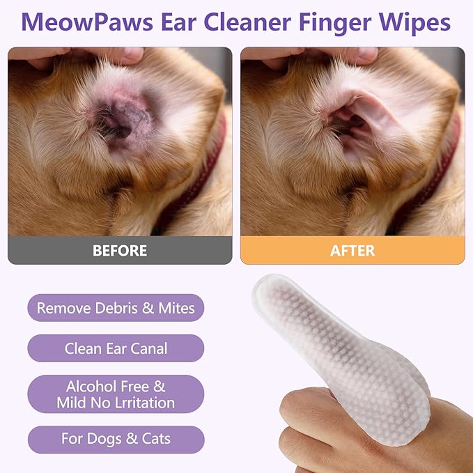 Dog Teeth Cleaning Wipes and Ear Wipes 240 Counts Gift Packaging, Pet Dental Finger Wipes for Dogs and Pet Ear Cleaner Finger Wipes, Gently Remove Ear Wax and Reduces Plaque, Freshen Breath