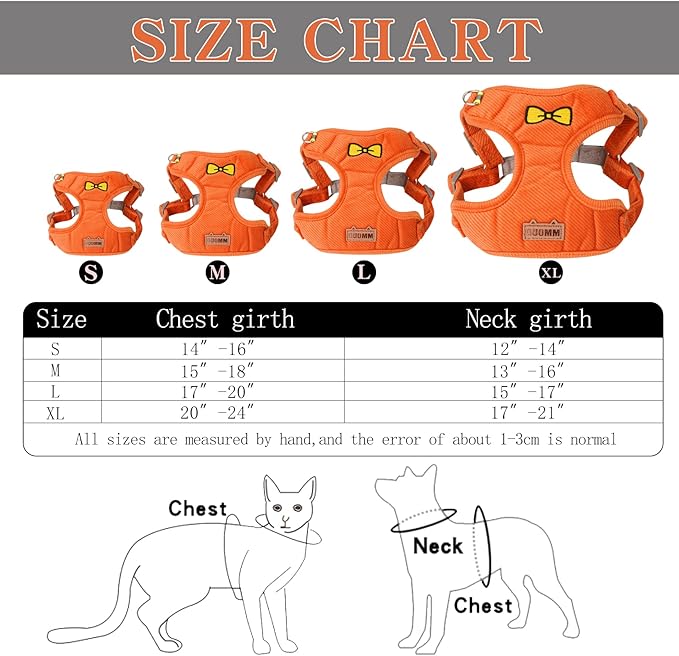 No Pull Dog Harness with Leash Pet Soft Vest Harness and Leash Set Dog Cat No Choke Escape Proof Harness Reflective Step in Harness for Small Medium Dogs Cats(Orange, Large)