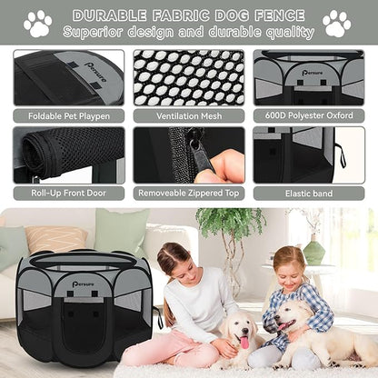 Dog Cat Playpen Indoor Outdoor, Medium, Dark Grey