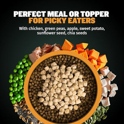 Bully Max Freeze-Dried Raw Dog Food Toppers for Puppies & Adult Dogs - Chicken with Real Fruits & Veggies - Natural Meal Enhancers with Vitamins & Minerals - Feed as Puppy Treat or Dog Meal