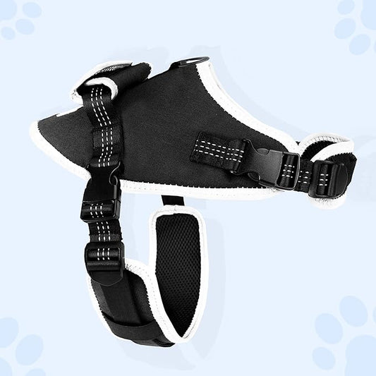 Reflective Tactical Vest Harness, Heavy-Duty for Large Dogs, Adjustable with Handle, Ideal for Training, Hunting, Walking - Black, Large.