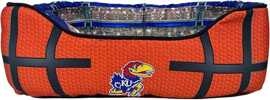 NCAA Kansas Jayhawks Stadium Dog Bed, Pet Pillow Bed for Dogs, Sporty Football Dog Bed and Lounge Cushion