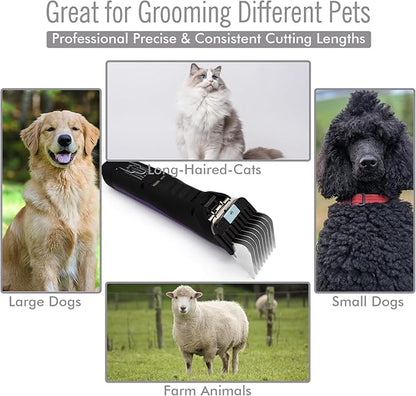 Professional A5 Style Animal Clipper Stainless Steel Color-Coded Snap-on Attachment Guard Guide Comb, 1/8"-1" Compatible with Wahl KM Series Oster A5 Andis Detachable Blade Pet Groomers (#6 - 3/4")