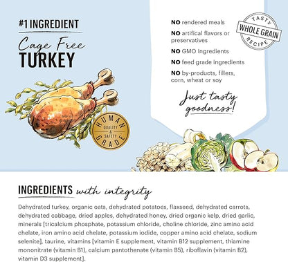 The Honest Kitchen Human Grade Dehydrated Whole Grain Dog Food – Complete Meal or Dog Food Topper – Turkey, 10 Pound (Pack of 1) (makes 40 lbs)