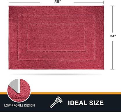 PURRUGS Dirt Trapper Door Mat 34" x 59.5", Non-Slip/Skid Machine Washable Entryway Area Rug, Dog Door Mat, Super Absorbent Welcome Mat for Muddy Wet Shoes and Paws, Burgundy Red