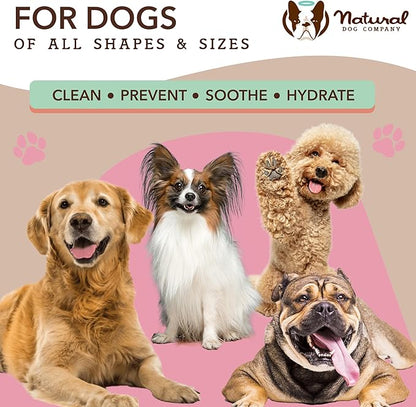 Natural Dog Company Grooming Wipes with Aloe Vera, Cleanses, Soothes, & Deodorizes, Fragrance Free, Hypoallergenic, Biodegradable Wipes - Dog Wipes for Ear, Paws, Face and Butt Wipes (200 Wipes)
