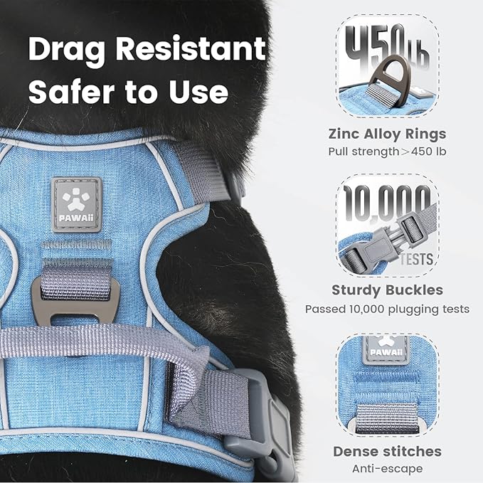 Pawaii Dog Harness for Large Dogs, Dog Harness with Pet ID Tag, No Choke Dog Harness, Adjustable Soft Padded Pet Vest with Easy Control Handle