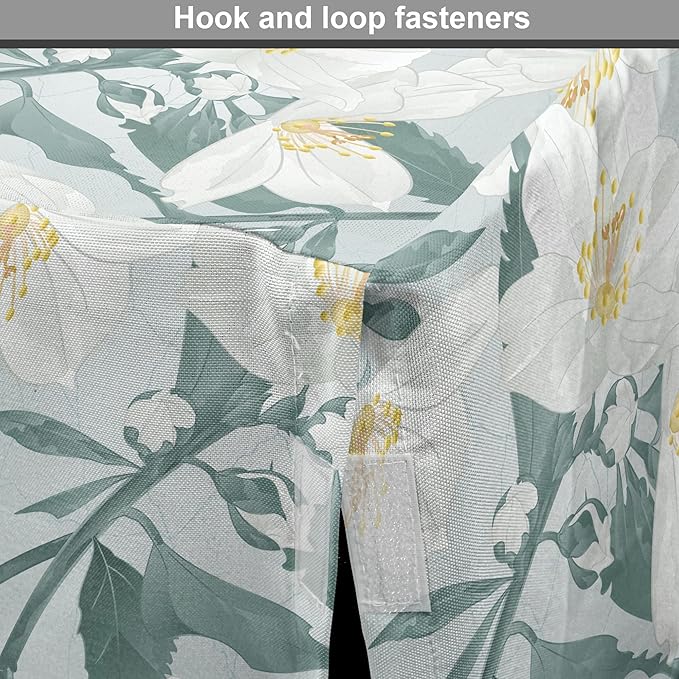 Lunarable Jasmine Dog Crate Cover, Delicate Pointy Petals Flower in Muted Tones, Easy to Use Pet Kennel Cover for Medium Large Dogs, 42 Inch, Pale Teal Pale Blue