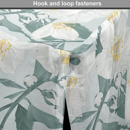 Lunarable Jasmine Dog Crate Cover, Delicate Pointy Petals Flower in Muted Tones, Easy to Use Pet Kennel Cover for Medium Large Dogs, 42 Inch, Pale Teal Pale Blue