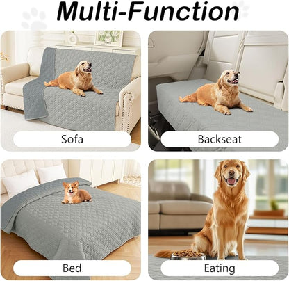 hyha Waterproof Dog Bed Blanket, Soft Dog Bed Cover Pet Blankets, Washable Couch Sofa Cover for Dogs, Reversible Pet Sofa Covers for Furniture (82x120 Inch, Grey/Dark Grey)
