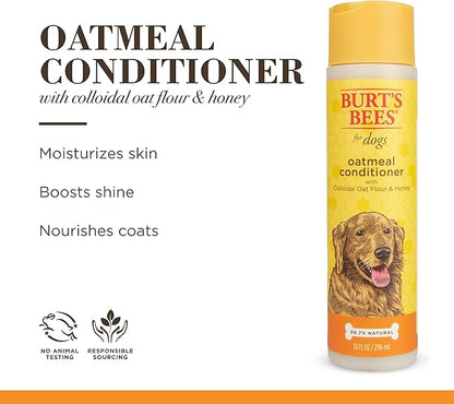 Burt's Bees for Pets Oatmeal Dog Conditioner with Colloidal Oat Flour and Honey, 95% Natural Origin Formulas, Gentle Canine Conditioning Formula for Itchy Dogs, 2pk, 10 oz
