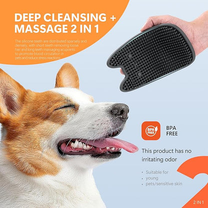 Li&Zhao Dog Bath Brush - 2 PCS Dog Grooming Brush Dog Scrubber for Bath Dog Shampoo Brush Massage Rubber Comb Pet Bath Comb for Pet Shower, Deshedding,Massaging,Shampooing(White & Black)
