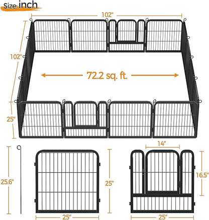 Yaheetech Dog Playpen Outdoor, 24 inch 16 Panels Dog Pen Indoor Heavy Duty Puppy Exercise Pen Metal Pet Fence for RV Camping/Yard/Garden
