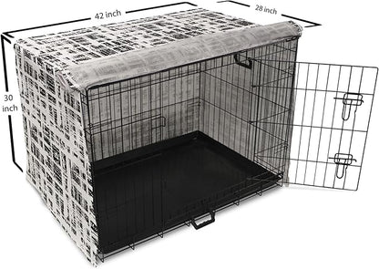 Ambesonne Black and White Dog Crate Cover, Watercolor Stained Pattern Tie Dye Digital Print Shibori Inspired Hippie, Easy to Use Pet Kennel Cover for Medium Large Dogs, 42 Inch, White Black