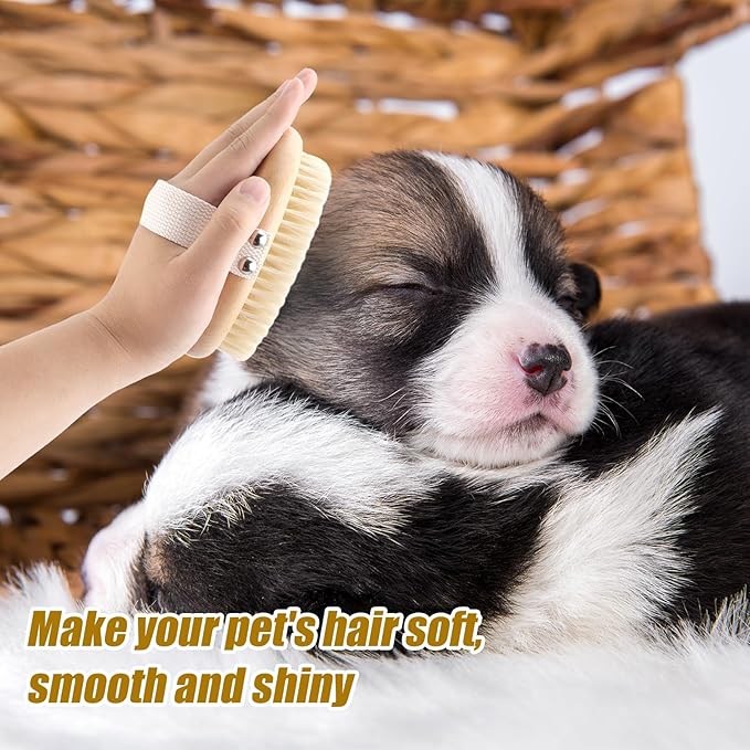 Pet Palm Brush for Dogs & Cats, Puppy Hand Brush for Massaging Grooming Shedding, Soft Bristle Kitten Brush Efficient Pet Loose Hair Remover Comb Supplies for Long and Short Hair Pets(Brown)