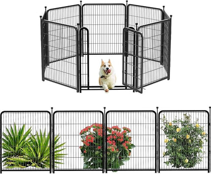 Playpen 36 inch High, Gate 17.7 inches Wide with Low Sills Pen, 8 Panels Total 17.7 Ft(L) Garden Fence for Dogs, Dog Play Pen Indoor or Outdoor,Rabbit Playpen,Dog Fence Outdoor for Yard