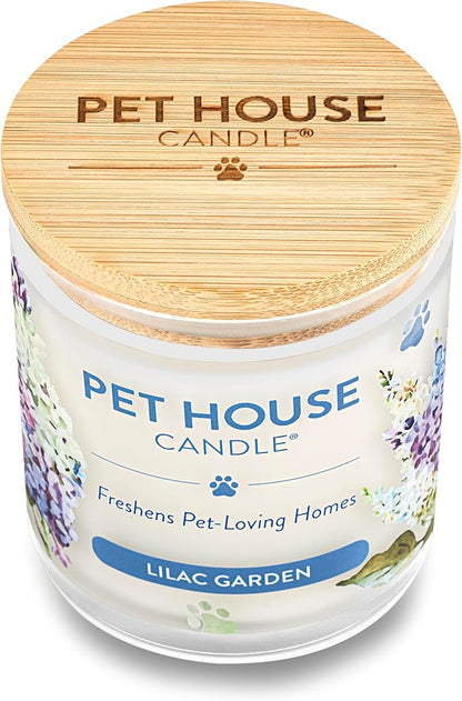 One Fur All Pet House Candle Plant-Based/Soy Candle - Clean Burning Scented Candles, Long Lasting Pet Odor Candle for Home - Lilac Garden