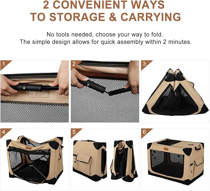 Soft Dog Crate for Extra Large Dogs, 4-Door Foldable Collapsible Dog Crate with Soft Sides, Indoor & Outdoor Travel Dog Kennel