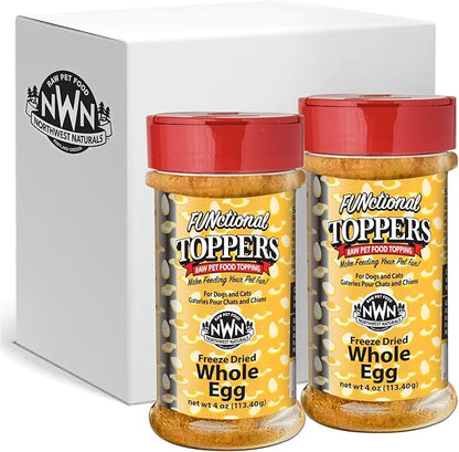 Northwest Naturals Freeze-Dried Whole Chicken Egg Functional Topper - for Dogs & Cats - Healthy, 1 Ingredient, Human Grade Pet Food, All Natural - 4 Oz (Pack of 2)