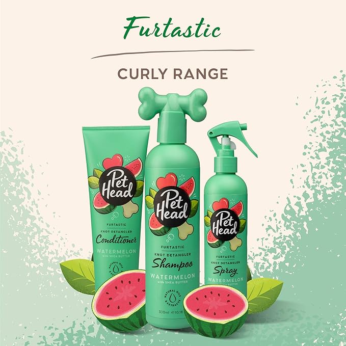 Furtastic Dog Shampoo | Watermelon Scent | Dog Shampoo for Smelly Dogs | Knot Detangler | Care for Long, Tangly Curls & Coats | Vegan | Gentle Formula for Puppies | Made in USA | 16 fl. oz.