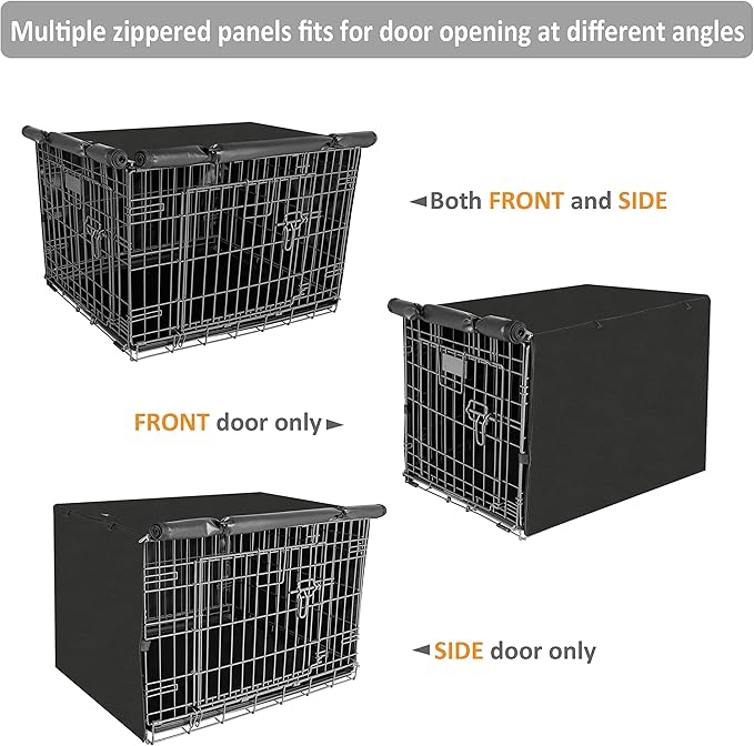 X-ZONE PET Double Door Dog Crate Cover - Polyester Pet Kennel Cover (Fits 24 30 36 42 48 inches Wire Crate) (30 Inch, Black)