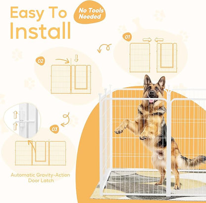 HealSmart Dog Playpen Indoor, Puppy Playpen Indoor for Yard, Camping, 40" Height 16 Panels Heavy Duty Dog Pen for Small/Medium Dogs, White