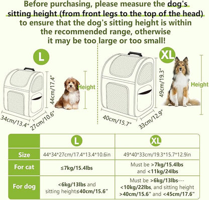 Pecute Cat Backpack with Breathable Mesh, Dog Backpack Carrier with Multi-Pockets, Cat Carrier Backpack Comfortable, Cat Backpack Carrier for Travel Hiking and Camping Gray