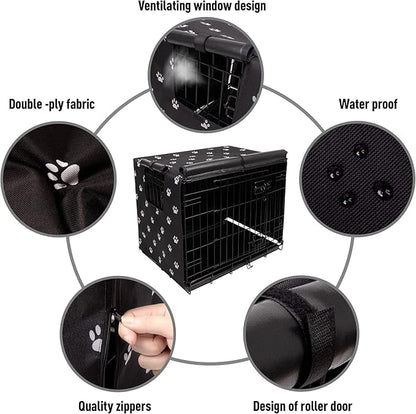 Dog Crate Cover for Wire Cages 24 30 36 42 48 Inch Outdoor Pet Kennel Cover Machine Wash & Dry (Cover Only) (48 Inch Crate Cover (48"x30"x33"))
