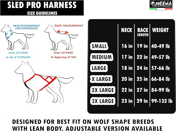 Neewa Pro Sled Dog Harness (Yellow, XXX- Large (Neck 22 Chest 38 Back 26))