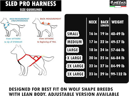 Neewa Pro Sled Dog Harness (Yellow, XXX- Large (Neck 22 Chest 38 Back 26))