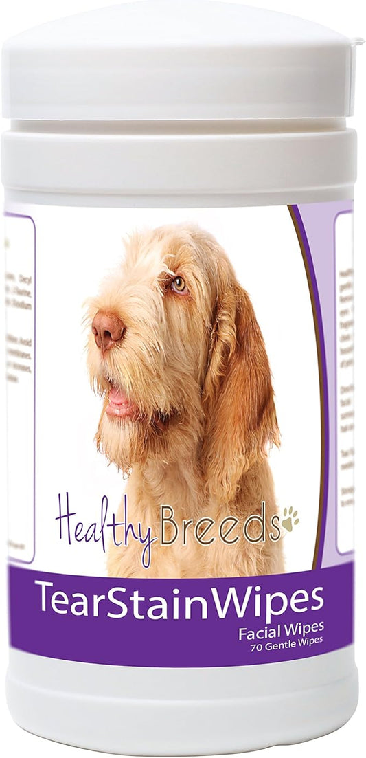 Healthy Breeds Spinoni Italiani Tear Stain Wipes - Fragrance-Free Facial Wipes for Dogs - Gentle Enough for Daily Use - 70 Count