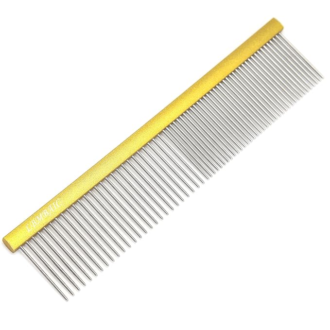 Metal Grooming Comb for Dogs 7.5inches and Dog Slicker Brushes for Long Thick Coat Dogs and Cats.