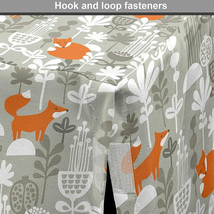 Lunarable Autumn Fall Dog Crate Cover, Fox Animal Sleeping in The Forest Plants Woodland Wildlife Theme, Easy to Use Pet Kennel Cover for Medium Large Dogs, 42 Inch, Orange Grey White