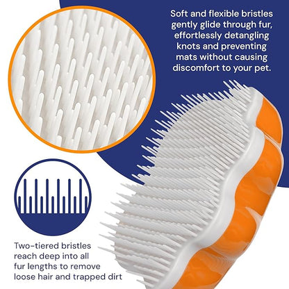 Small 4" Dog Pet Hair Massaging Brush Grooming Tool for Cats Dogs Long or Short Hair Tangerine Orange