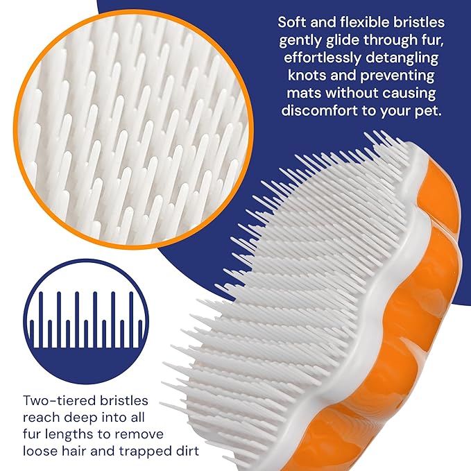 Large 5" Dog Pet Hair Massaging Brush Grooming Tool for Cats Dogs Long or Short Hair Tangerine Orange