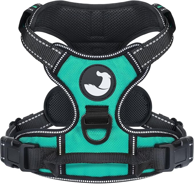 Joytale No Pull Dog Harness for Extra Large Dogs, Reflective Pet Vest with Front Clip, Adjustable Soft Padded Harnesses with Easy Control Handle for Training and Walking, Teal, XL